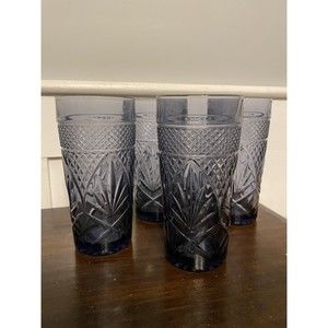 Set of 4 Purple Amethyst MCM Glass Tumbler Arcoroc Luminarc Cristal D'Arques